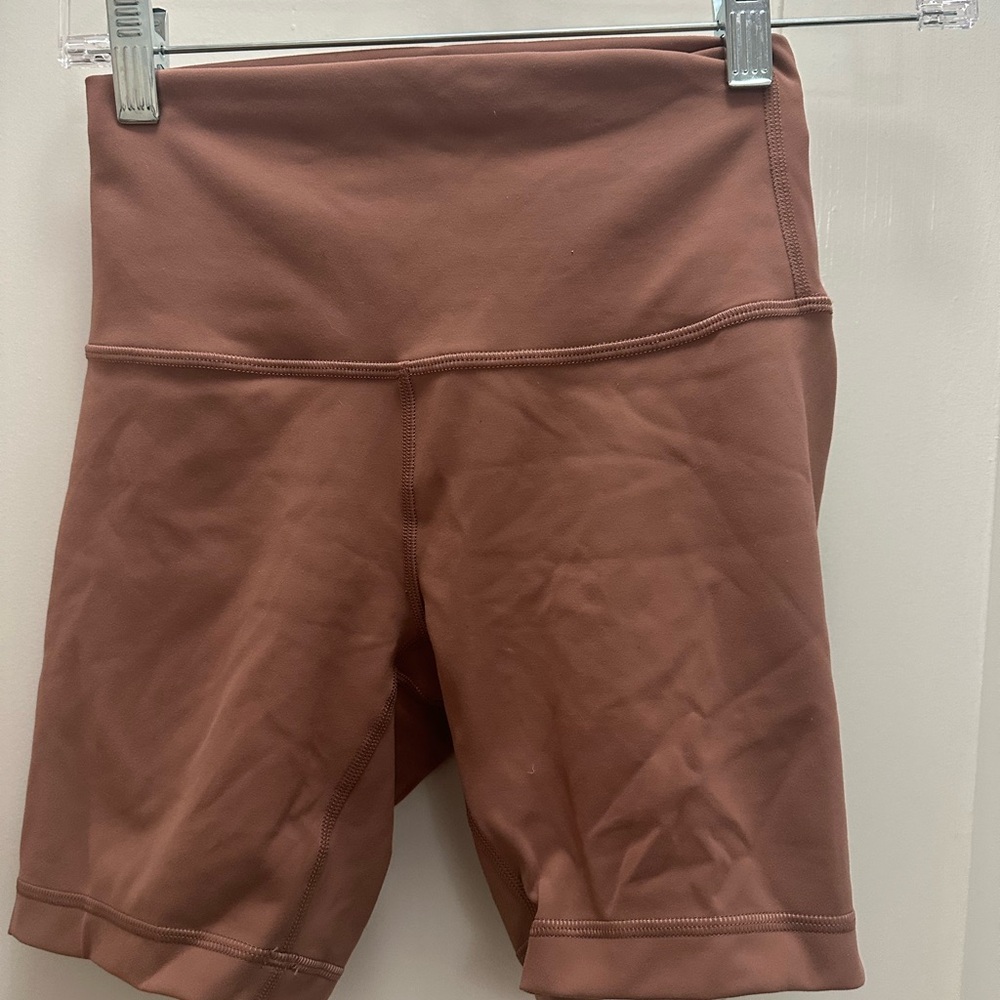 Lululemon Women's High-Waisted Dusty Pink Biker Shorts